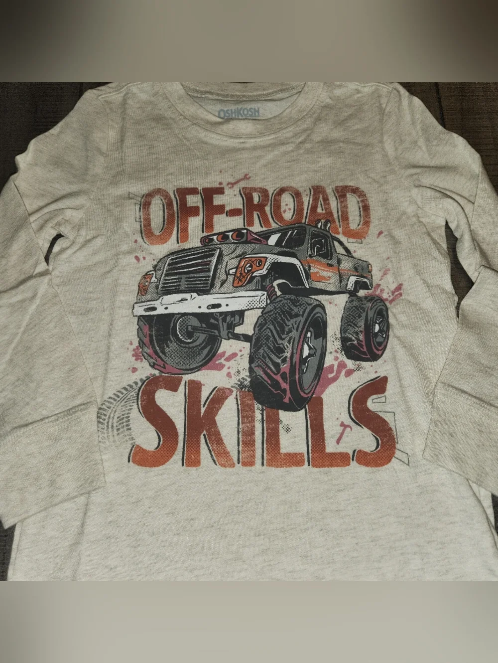 NWT OshKosh 'Off-Road Skills' Graphic Tee - Light Heather Gray